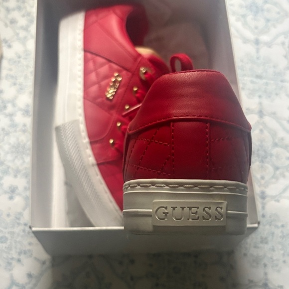 Guess Red Quilted Lace-Up Sneakers - Picture 2 of 6